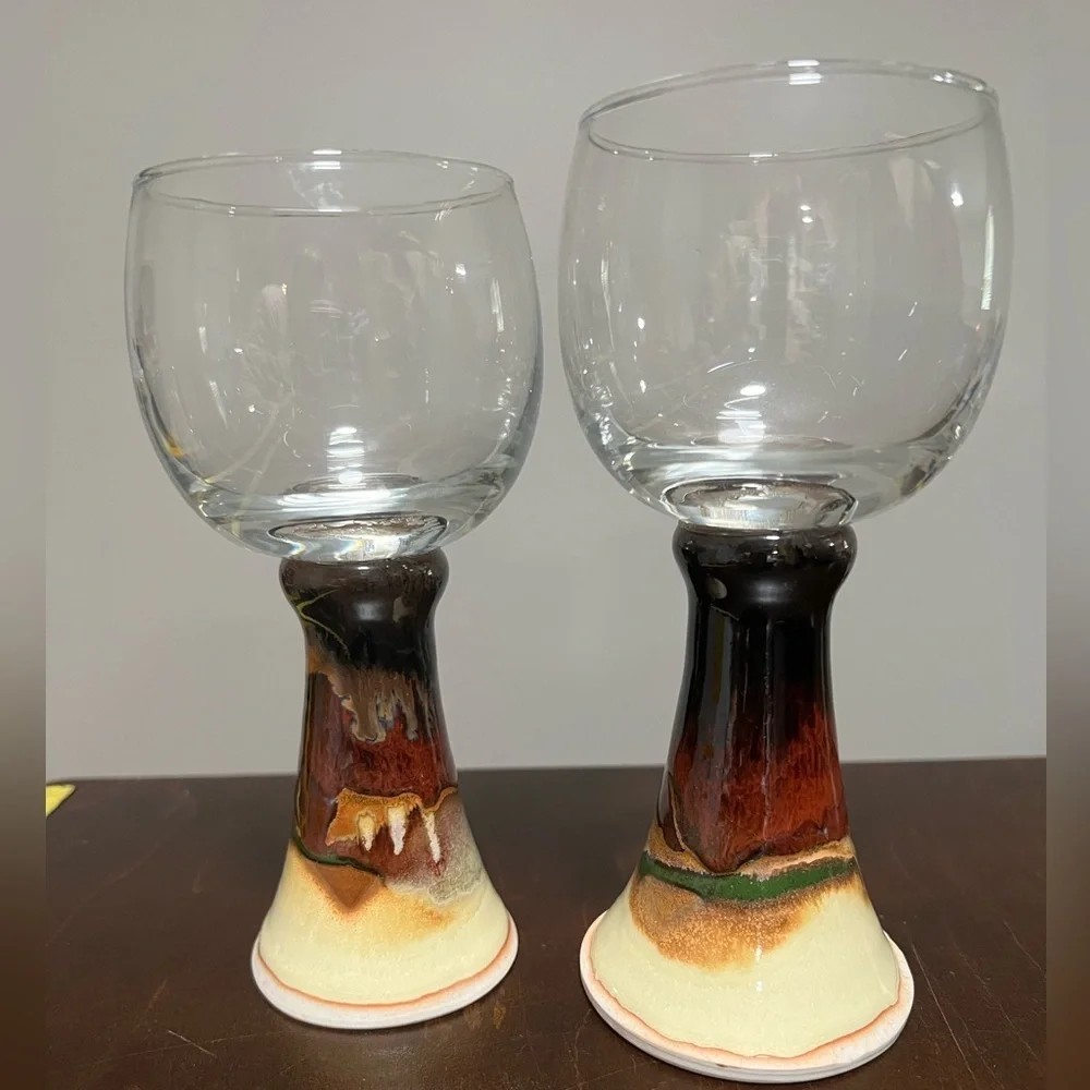 Set of 2 Studio Pottery Votive Candle Holders or Glasses
